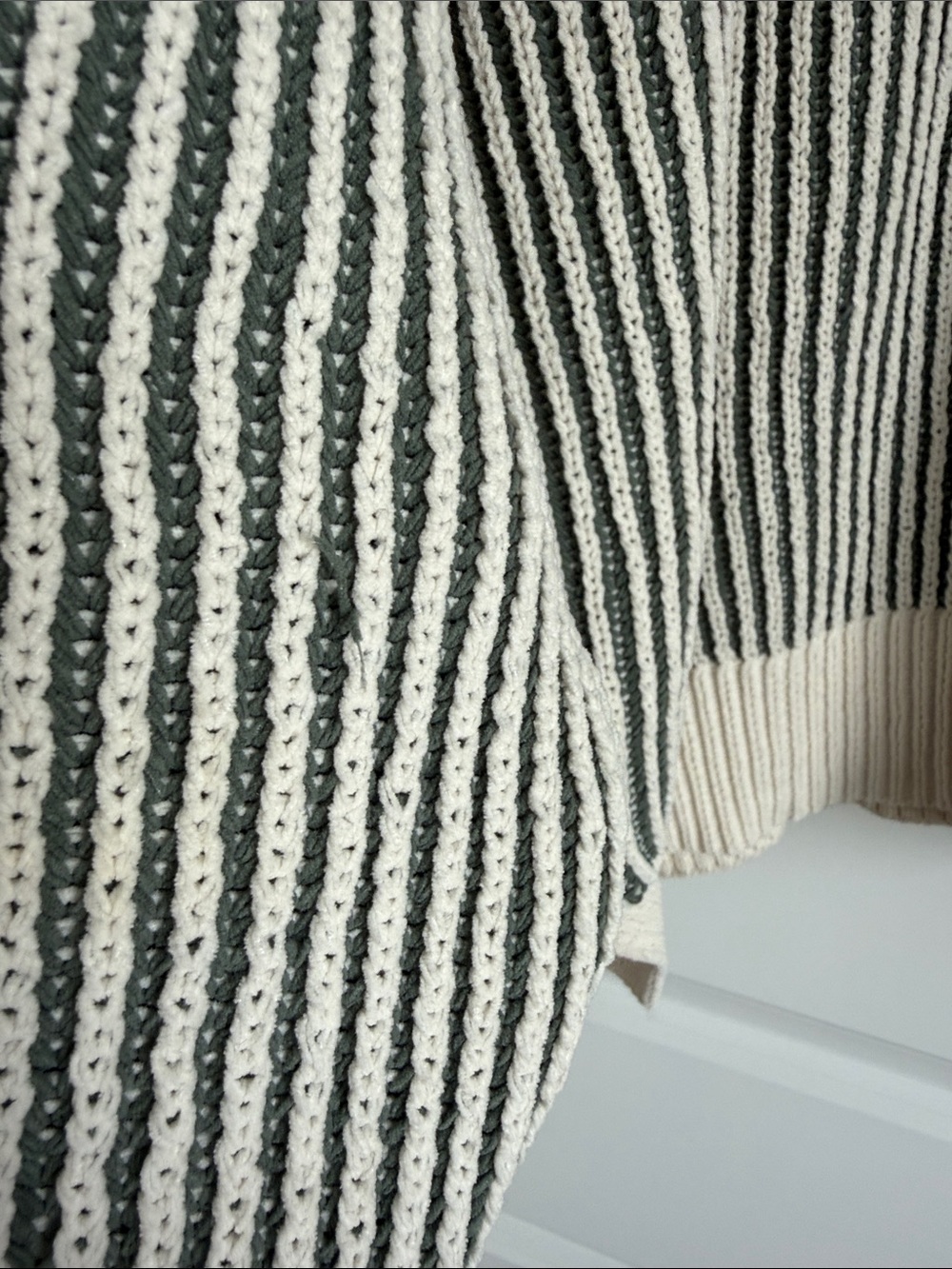 aerie Sweater Striped Ribbed Knit Crewneck Top - Picture 7 of 9